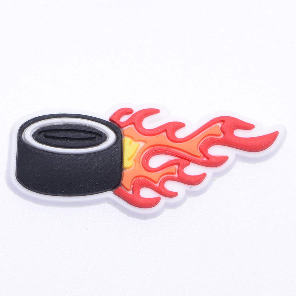 Al por mayor 10pcs PVC Diy Hole Zapatos Accesorios de la serie de hockey sobre hielo Flores